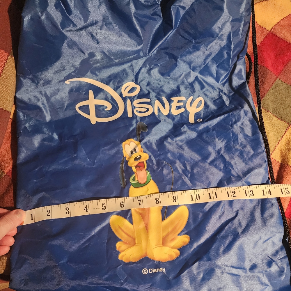 Disney Blue Drawstring Backpack Bag with Pluto Design, Great Used Condition - Picture 2 of 11